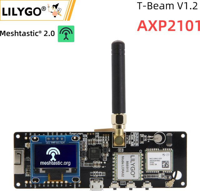 LILYGO TTGO Meshtastic T-Beam V1.2 ESP32 LoRa Entwicklungsboard mit WiFi, Bluetooth, GPS und OLED Display in Schwarz - Bild 1