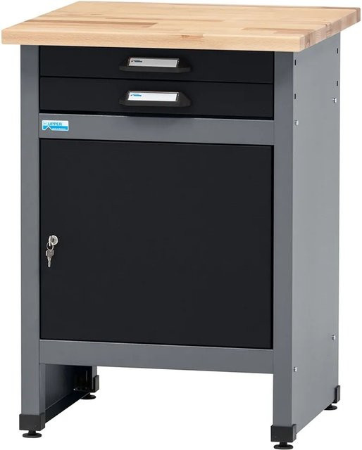 Küpper Werkbank eintürig mit 2 Schubladen Schwarz-Hellgrau B/T/H: 84 x 60 x 60 cm - Bild 1