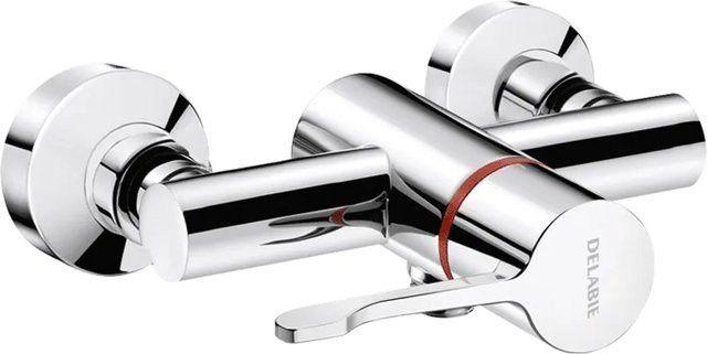 Delabie SECURITHERM sequentielle Thermostat-Mischbatterie für die Dusche, Wandmontage, Chrom, Silber - Bild 1