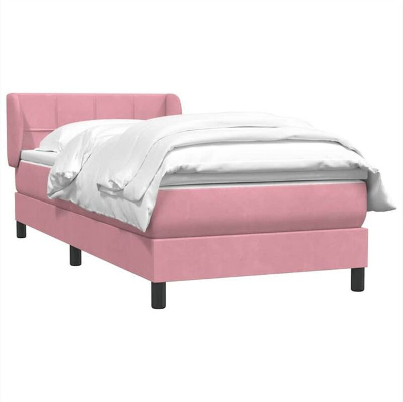 vidaxl Boxspringbett mit Matratze aus Samt in Rosa und Weiß, B/T/H: 80 x 220 x 78 cm - Bild 1