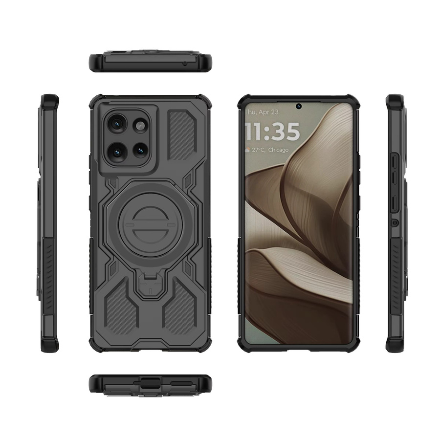 Magnetische Hartcarbonhülle mit Ringständer für MagSafe Motorola Moto Edge 50 Pro und 60 Fusion 5G in Schwarz oder Grau - Bild 3