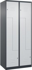 C+P Z-Spind Classic PLUS Spind mit 4 Fächern, Farbe Anthrazit und Grau, B/T/H: 80 x 50 x 185 cm, mit Zylinderschloss und Soft-Anschlag - Bild 1