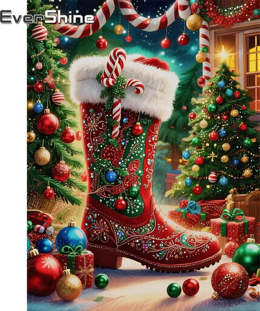 EverShine DIY Diamantmalerei Set Weihnachten mit runden Acryl-Steinen in Multicolour für die Tischdekoration - Bild 1