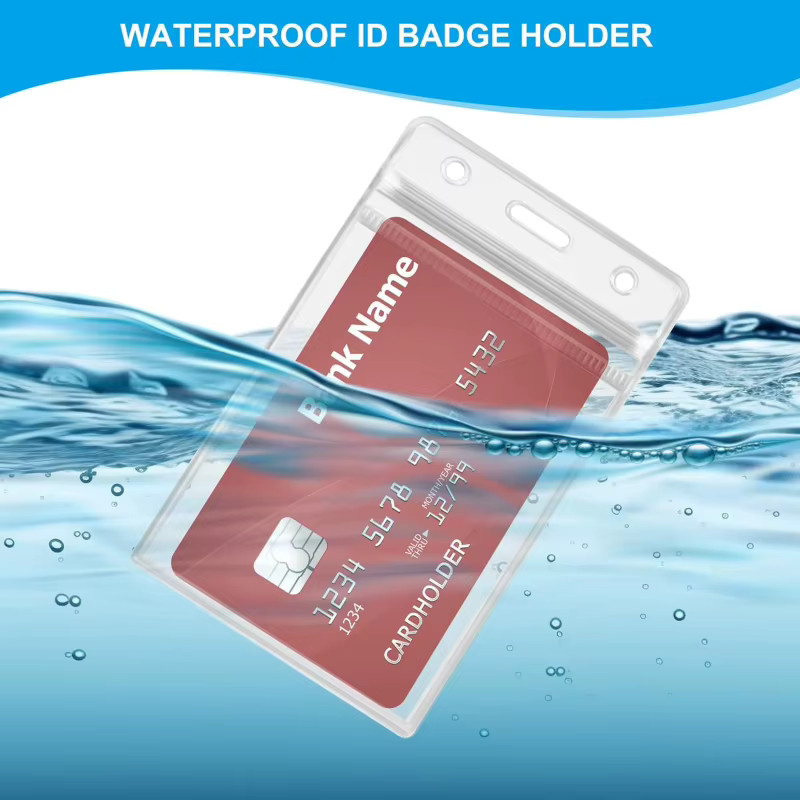 Transparenter Ausweishalter mit Metallklammer und Ausweisclip, wasserdichter vertikaler Namensschildhalter aus Kunststoff - Bild 3