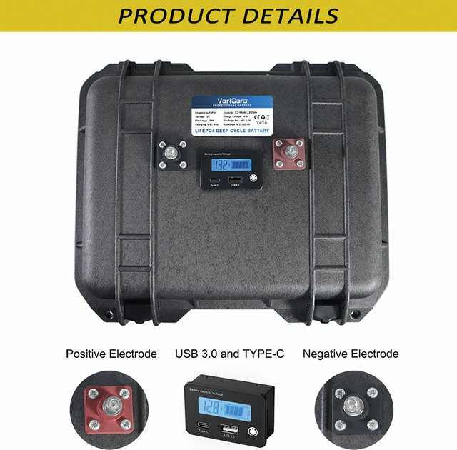 Varicore LiFePo4 Batterie 12V 150Ah mit BMS-Schutz und Klasse-A-Zellen in Schwarz für Wohnmobile und Solaranlagen - Bild 1