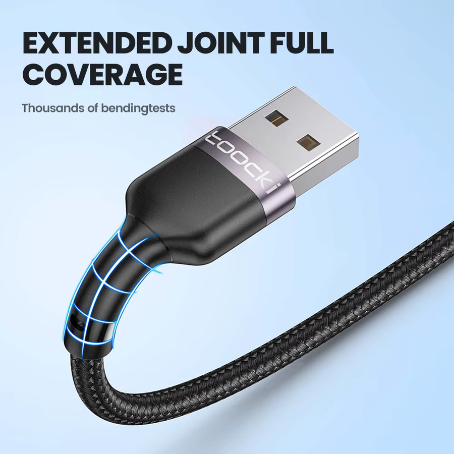 Toocki 3-in-1 USB auf Typ C Micro und Lightning Schnellladegerät und Datenkabel in Schwarz - Bild 4