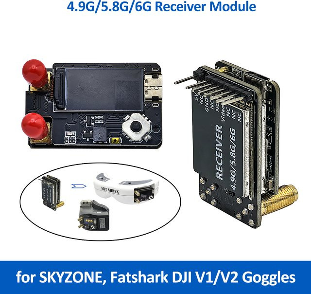 Skyzone VRX-S1 Video-Empfängermodul in Schwarz für FPV-Brillen wie Fatshark und DJI V1/V2 mit 70 Kanälen (4867MHz bis 6060MHz) - Bild 1
