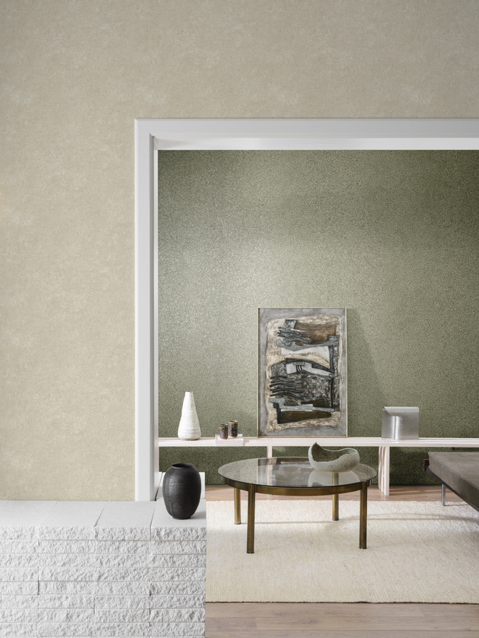 Arte Wallpaper Essentials Grezzo in Grün und Grau, moderne Vlies Tapete mit Natur-Design - Bild 1