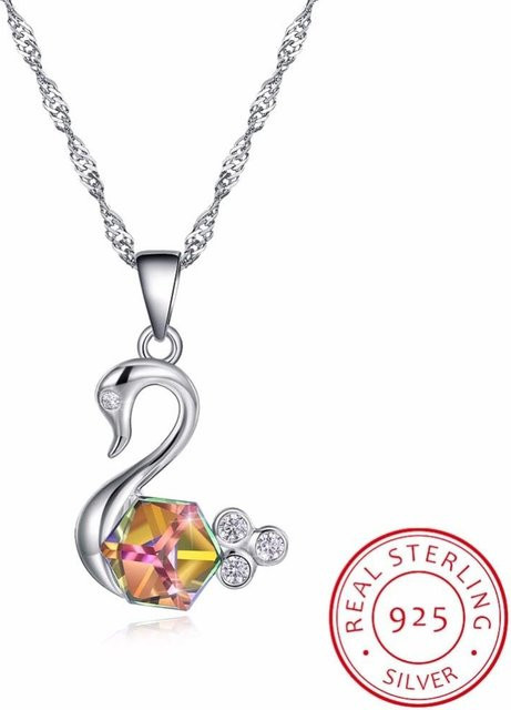 YIRAN Jewelry Halskette, Schwan Anhänger, 925 Silber, Kristall, Damen - Bild 1