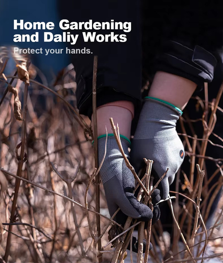 JIMIHOME Gartenhandschuhe für Damen und Herren in Grau, atmungsaktive Arbeitshandschuhe mit rutschfestem Griff für Garten- und Bauarbeiten - Bild 4