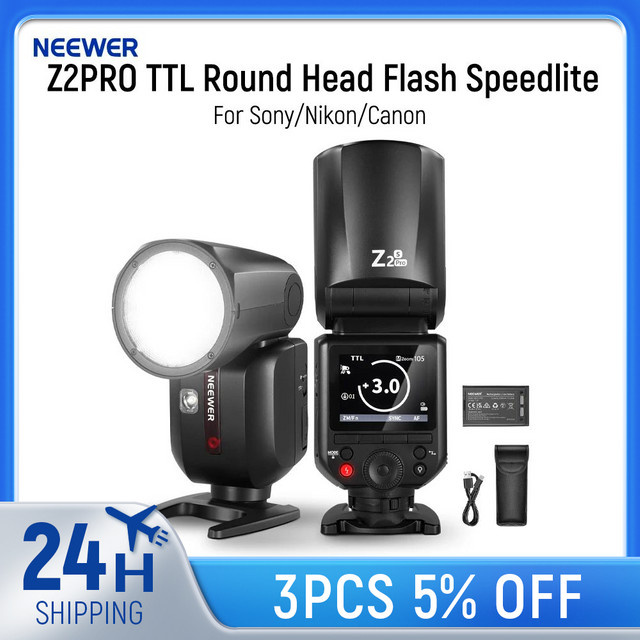 NEEWER Z2 PRO 2.4G TTL Rundkopf-Blitz Speedlite in Schwarz, kompatibel mit Sony, Nikon, Canon und Godox-Systemen - Bild 1