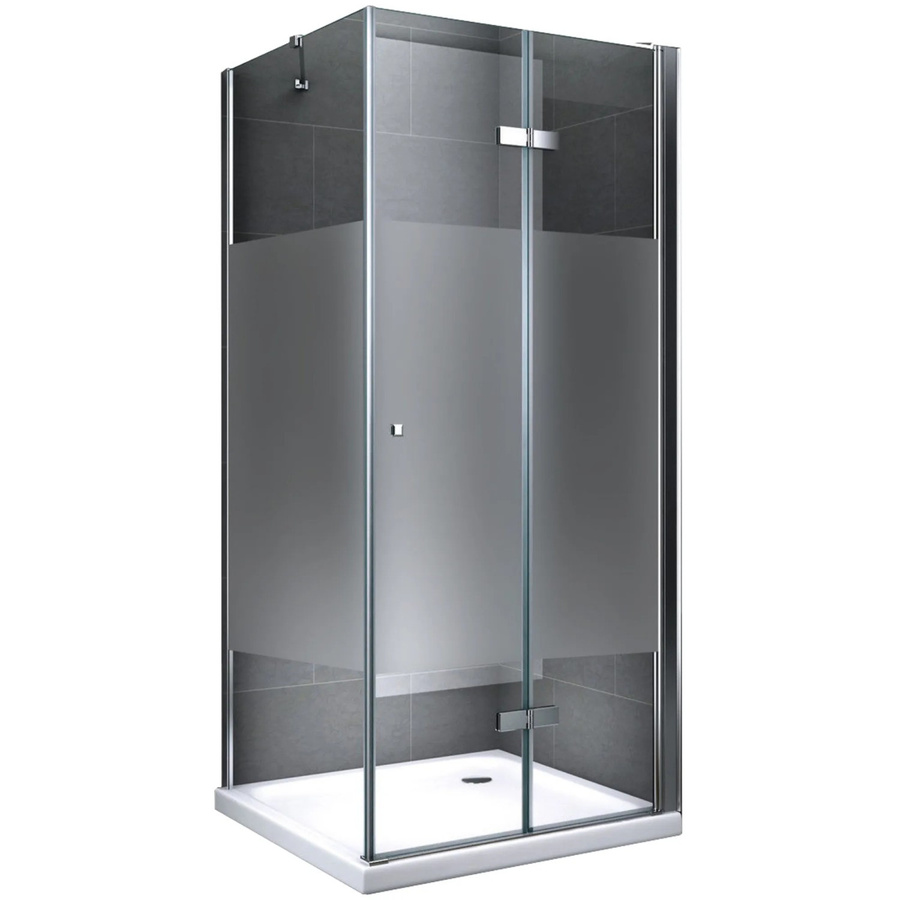 Dein Bau Projekt Duschtrennung Eckdusche aus Glas, teilsatiniert, Rechteckig, B/T/H: 80 x 80 x 190 cm - Bild 2