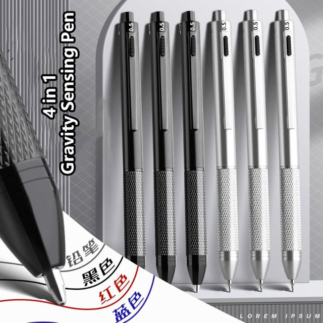 Multifunktions-Metallstift 4-in-1 mit Schwerkraftsensor und 0,5 mm Druckbleistift für Schüler und Studenten - Bild 1