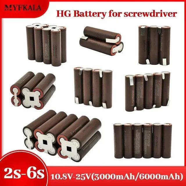 MYFKALA 18650 HG2 Akku-Set mit 3000 mAh für Schraubendreher und Batterie-Pack-Schweißungen in Braun - Bild 1