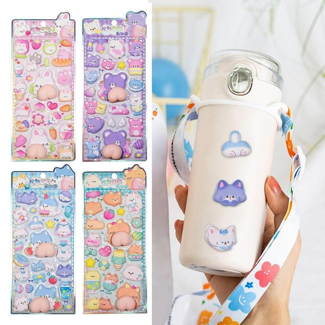 Dekorative 3D-Aufkleber mit Cartoon-Häschen und Katzen-Motiven in Multicolour für Laptops und Scrapbooking - Bild 1