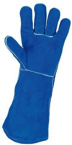 KS Tools Schweißer-Lederhandschuhe lang, Farbe Blau, Größe XL - Bild 1