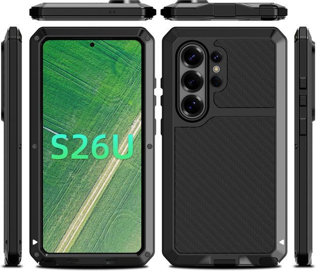 All-Inclusive Schutzhülle mit Metallpanzerung für Samsung Galaxy S26 Ultra, S25, S24, S23 und S20 in Schwarz - Bild 1