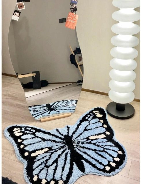 Schmetterling Teppich Yiran Furniture in Blau, Schmutzabweisend und Verdickt, B x T: 50 x 60 cm - Bild 1
