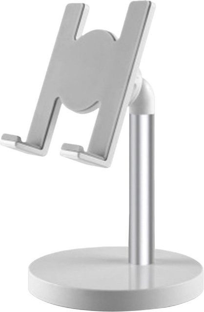 Koogeelife Anhebbarer Telefonständer aus Aluminiumlegierung für Schreibtisch und Bett, kompatibel mit Mobiltelefonen und Tablets, Silber und Weiß - Bild 1