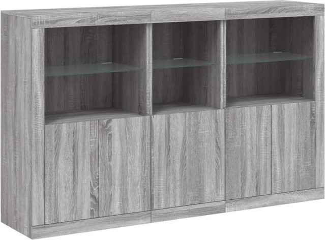 vidaXL Sideboard Sonoma Grau mit integrierter LED-Beleuchtung B/T/H: 162 x 37 x 100 cm - Bild 1