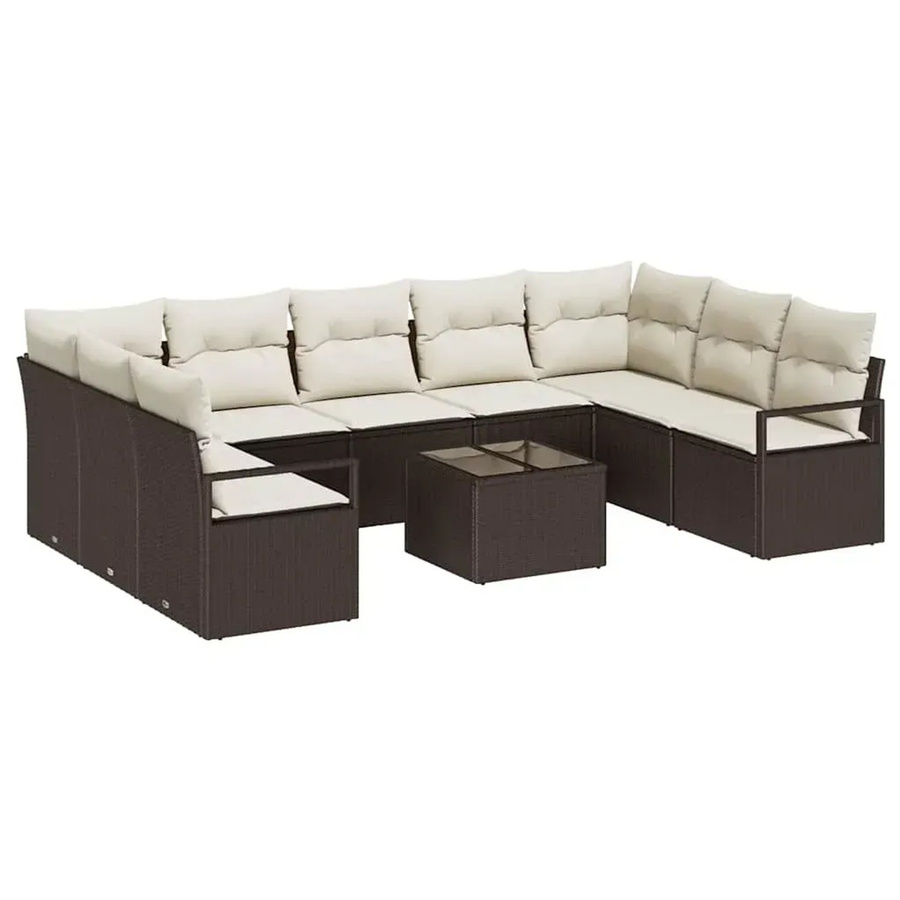 vidaXL 9-teiliges Garten-Sofaset aus Polyrattan mit Kissen und Couchtisch in Grau und Beige für Garten, Terrasse oder Balkon - Bild 2