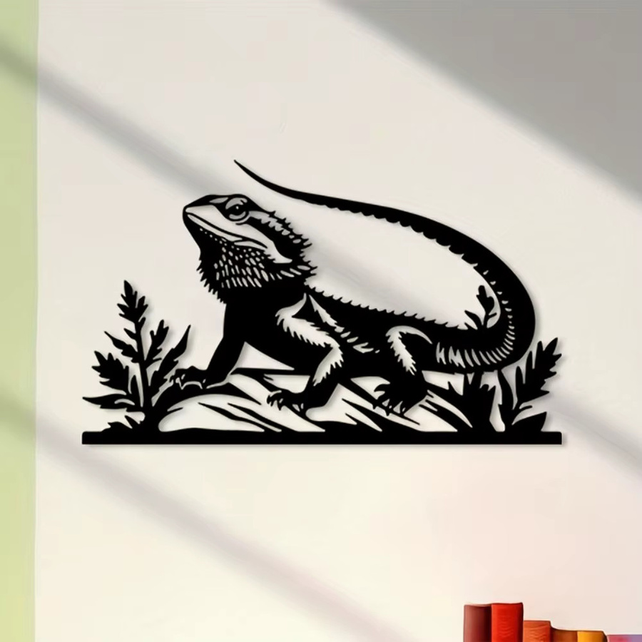 CIFBUY Metall-Wandkunst Bärtiger Drache in Schwarz als exotische Reptilien-Dekoration für Wohnzimmer und Garten - Bild 2