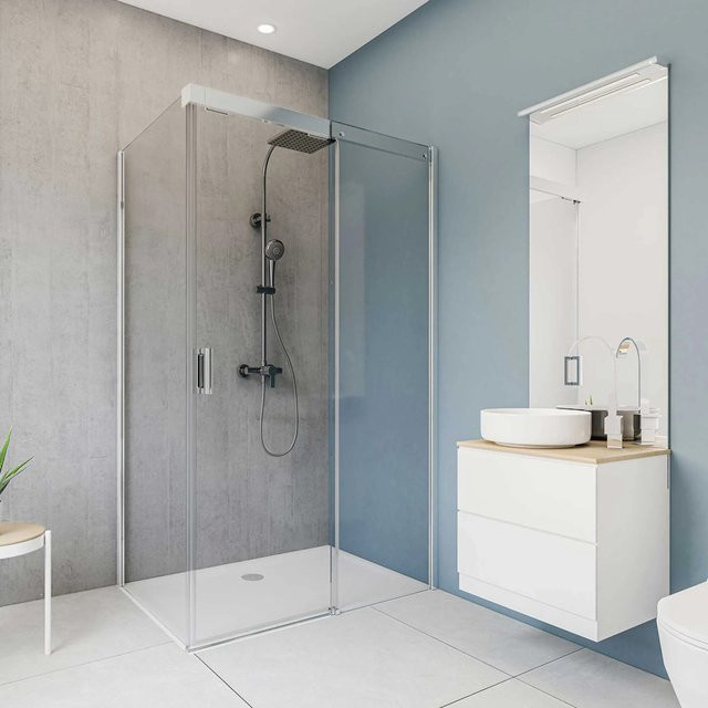 Breuer Duschrückwand Q72 Aluminium Hochglanzdekor Beton Grau B: 150 cm, H: 255 cm - Bild 1