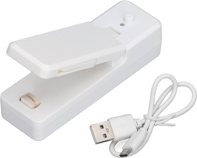 Tooarts Tragbarer Mini-Beutelverschließer mit Magnet und USB-Aufladung für Plastiktüten, Weiß - Bild 1