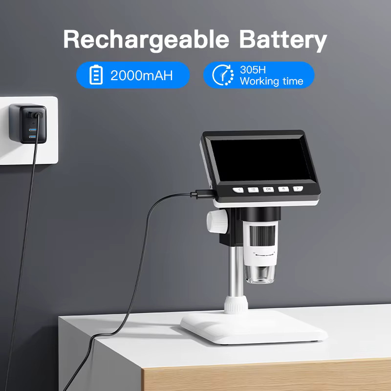 INSKAM Digitalmikroskop mit 4,3 Zoll Display, 1080P Auflösung, 50-1000x Vergrößerung und 2000mAh Akku in Weiß für Elektronikreparatur und PCB-Arbeiten - Bild 5