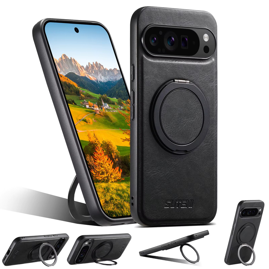 SUTENI PU-Leder Handyhülle mit 360 Grad drehbarem Standfuß und kabellosem Laden für Google Pixel 9XL, 8Pro, 7A und 6 in Schwarz oder Blau - Bild 5