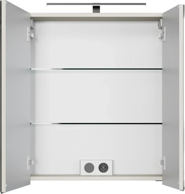 Pelipal Spiegelschrank Quantum 07 in Kaschmir Matt mit LED-Beleuchtung, Sensor-Schalter und Steckdose, Breite: 60 cm, Höhe: 170 cm - Bild 1