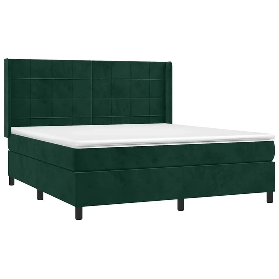 vidaXL Boxspringbett mit Matratze Dunkelgrün Samt Hybrid-Design B/T/H: 180 x 200 x 183 cm - Bild 2
