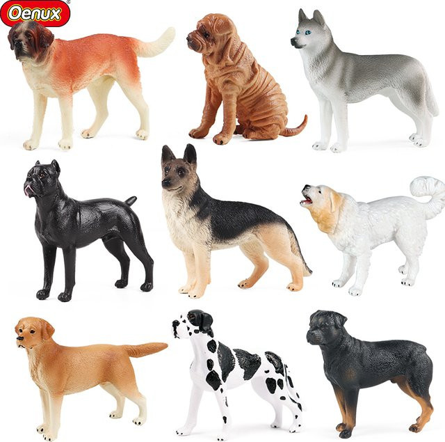 Oenux Hundetiere Modell Husky Deutscher Schäferhund Rottweiler Saint Bernard, Actionfigur, Kunststoff - Bild 1