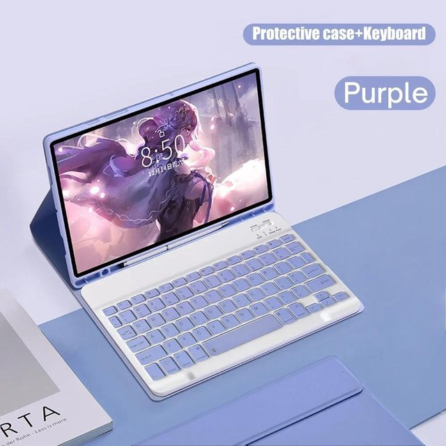 Stoßfeste Bluetooth Tastaturhülle für Samsung Galaxy Tab S10 FE Plus und S10 Ultra in Lila - Bild 1