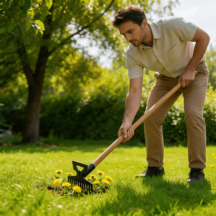 Robuste 11-Zahn-Gartenhacke und Unkrautrechen aus Stahl in Schwarz mit Doppelfunktion für Profis - Bild 2