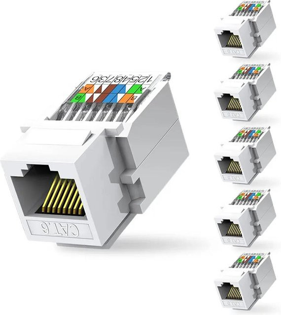 Mrgabwte RJ45 CAT6 Ethernet Keystone-Buchse Werkzeugloser Modulkoppler Buchsenadapter für die Wandmontage in Weiß - Bild 1