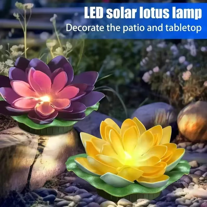 Feimefeiyou Solar LED Lotus Lampe Schwimmend für Teich und Garten in Mehrfarbig und Weiß - Bild 2