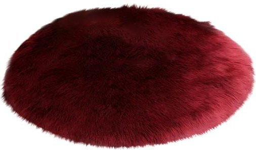 Runder flauschiger Teppich aus Kunstfell in Rot von NOALT Carpets, Durchmesser: 35 cm - Bild 1