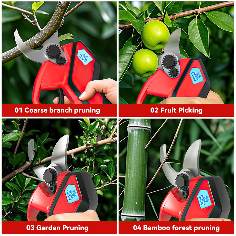 Makita LXT Bürstenlose Elektro-Gartenschere für Obstbäume und Bonsai mit Display, kabellose Baumschere in Rot, kompatibel mit Makita 21V Akku - Bild 3