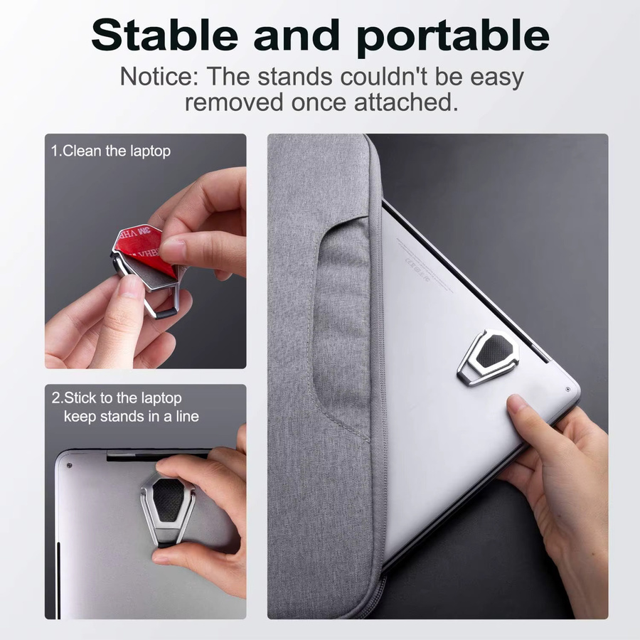 Aumengear Laptopständer aus Zinklegierung in Silber, tragbarer rutschfester Tastaturerhöhung für deinen Schreibtisch, kompatibel mit MacBook - Bild 5