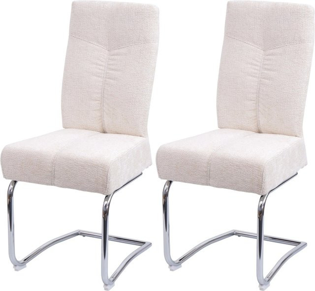 CHEFGASTRO Esszimmerstuhl 2er-Set gepolstert aus Chenille in Creme, H x B x T: 105 x 46 x 60 cm, Sitzhöhe: 53 cm - Bild 1