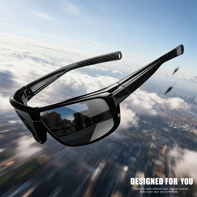 AWGSEE Sonnenbrille, Herren, Vollrand, Kunststoff, transparent, black, polarisiert - Bild 1