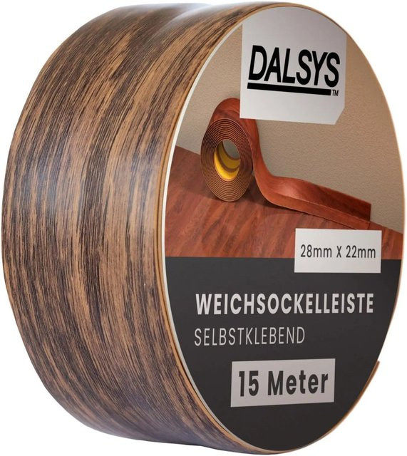 Dalsys Weichsockelleiste selbstklebend aus PVC in Kastanie, 15 m Länge - Bild 1