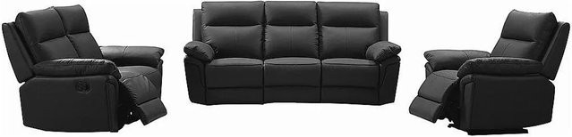 Vente-unique Couchgarnitur Pakita aus Büffelleder in Schwarz bestehend aus 3-Sitzer, 2-Sitzer und Sessel mit B/T/H: 208 x 153 x 98 cm - Bild 1