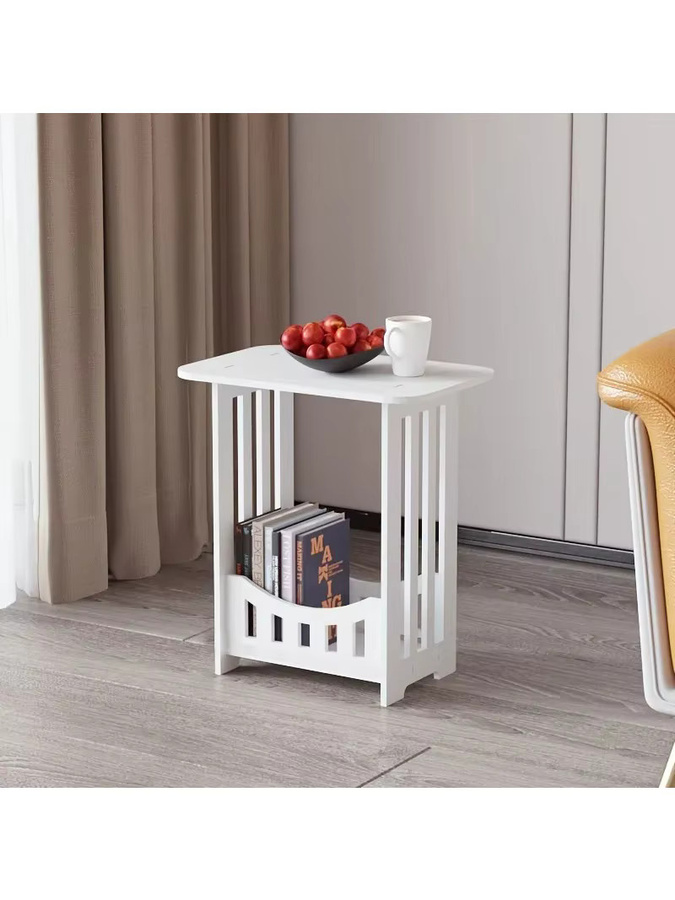 LIUSHADUOLA Beistelltisch im skandinavischen Design, weiß, matt, rechteckig mit abgerundeten Ecken - Bild 3