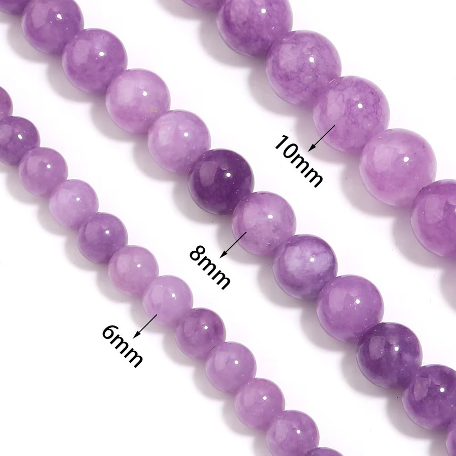 louleur Naturstein-Chalcedon-Perlen, hellviolett, rund, 6 8 10 mm, Unisex - Bild 2