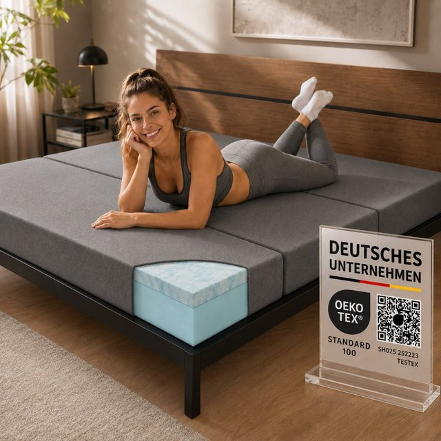 Arensberger Luisa Faltmatratze aus Gel Memory Foam mit Tragetasche, Höhe: 15 cm - Bild 1