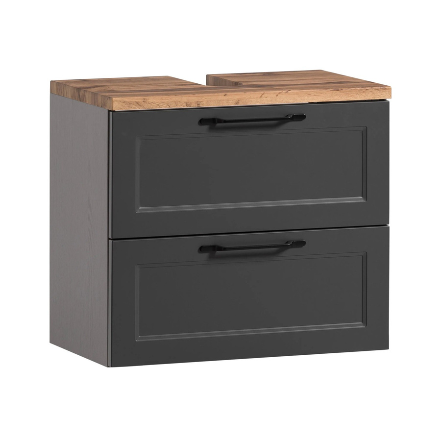 Held Möbel Unterbeckenschrank Padua Landhaus matt Grau-Graphitgrau Breite: 60 cm, Höhe: 54 cm, Tiefe: 35 cm - Bild 2