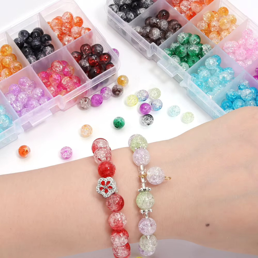 louleur Acryl-Crackle-Kristallperlen-Set, farbig, rund, Unisex - Bild 4