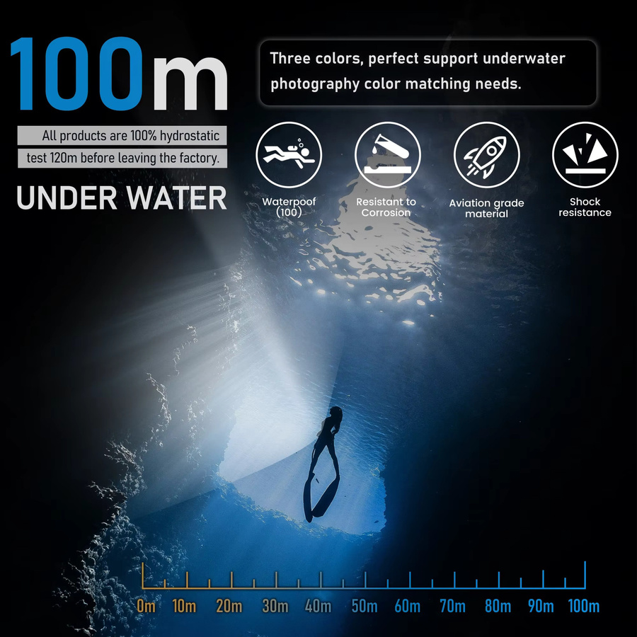 LetonPower L15 Unterwasser-Tauchlampe mit 20000 Lumen, Schwarz, wasserdicht bis 100m - Bild 5